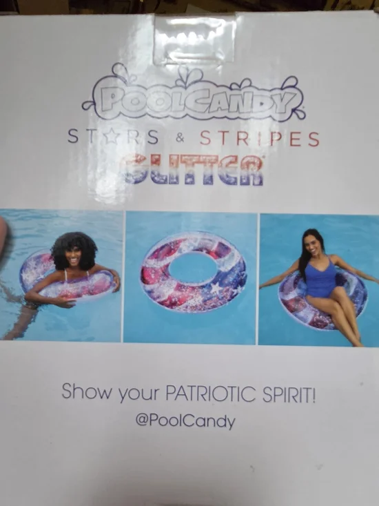 Pool Candy Stars & Stripes Glitter Swim Tube  Red, White & Blue - Picture 3 of 4
